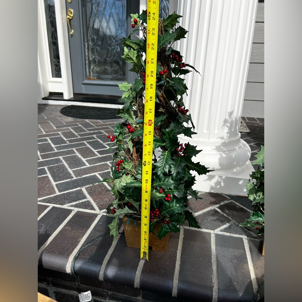 Set of 2 Lighted Berry Christmas Trees Holiday Decor - Picture 10 of 16